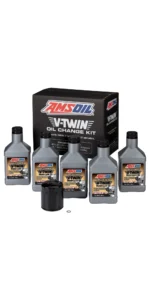 AMSOIL 20W-50 Synthetic V-Twin Oil Change Kit - 5 Quarts with Black Filter