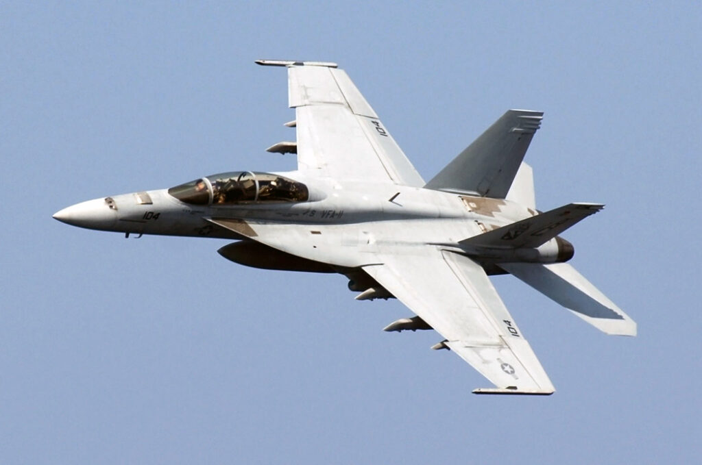 F/A-18 Super Hornet fighter jet in flight